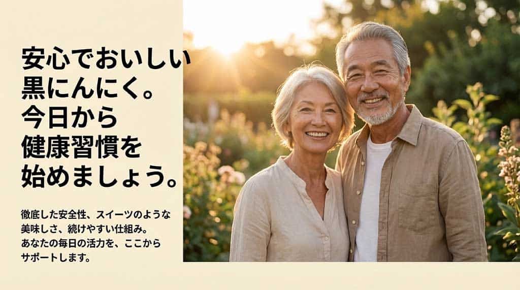 徹底した安全性と美味しさで、毎日の活力をサポートすることを伝えるまとめのスライド